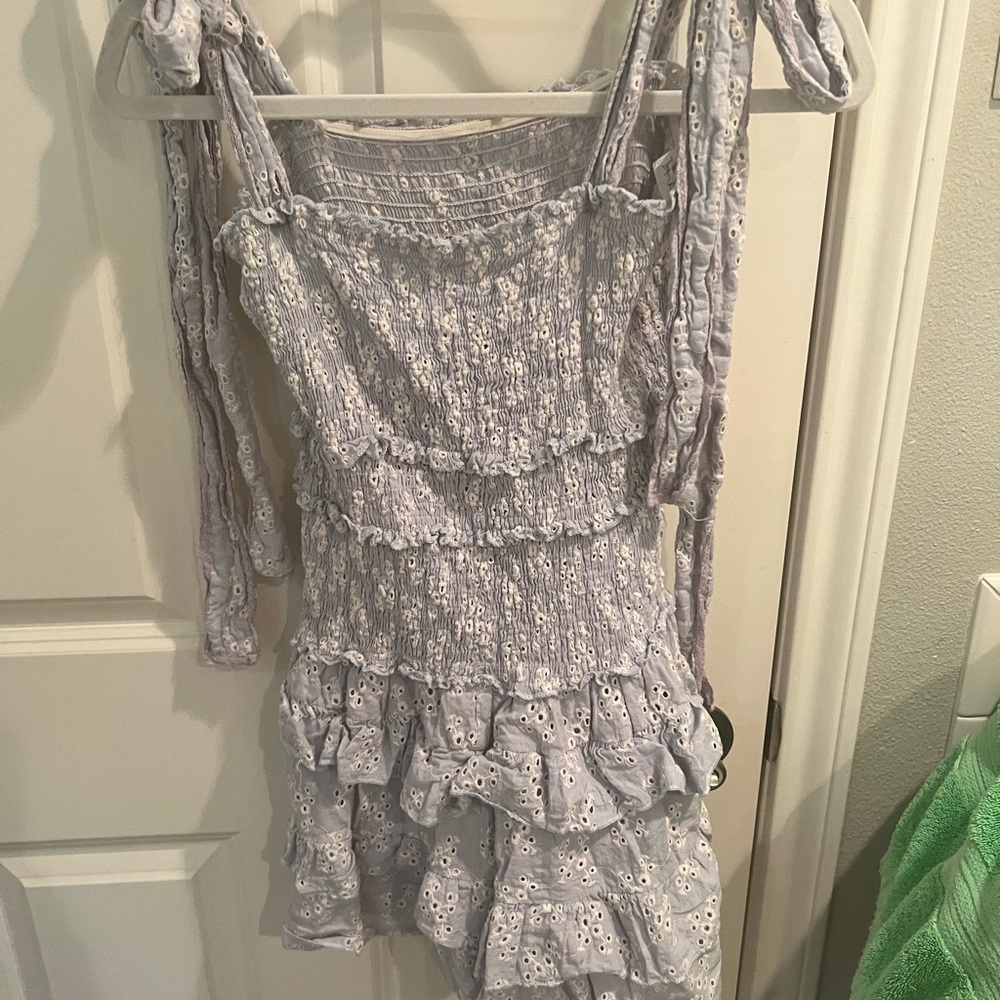 Eyelet smocked tie dress